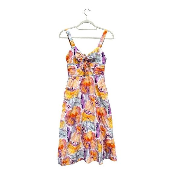 Cecilia Pettersson Floral Tie front midi dress anthropologie Size 0 Boho Coastal - Picture 4 of 7